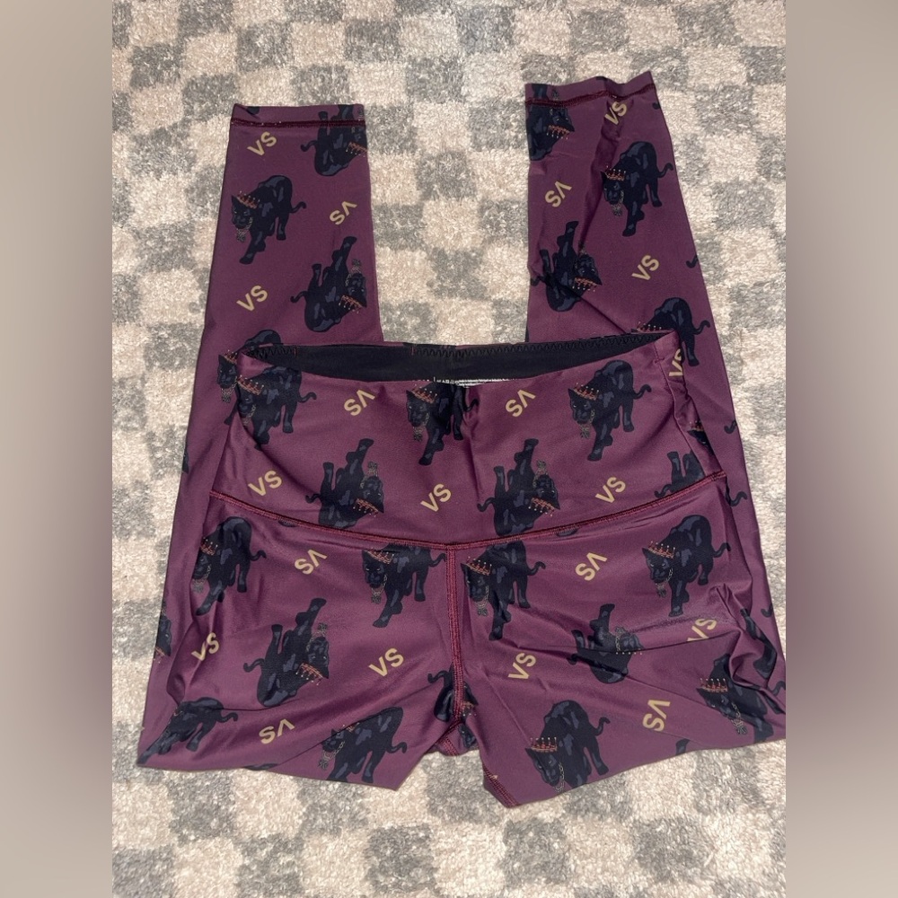 Victoria Sport Burgundy Black Panther Athletic Leggings